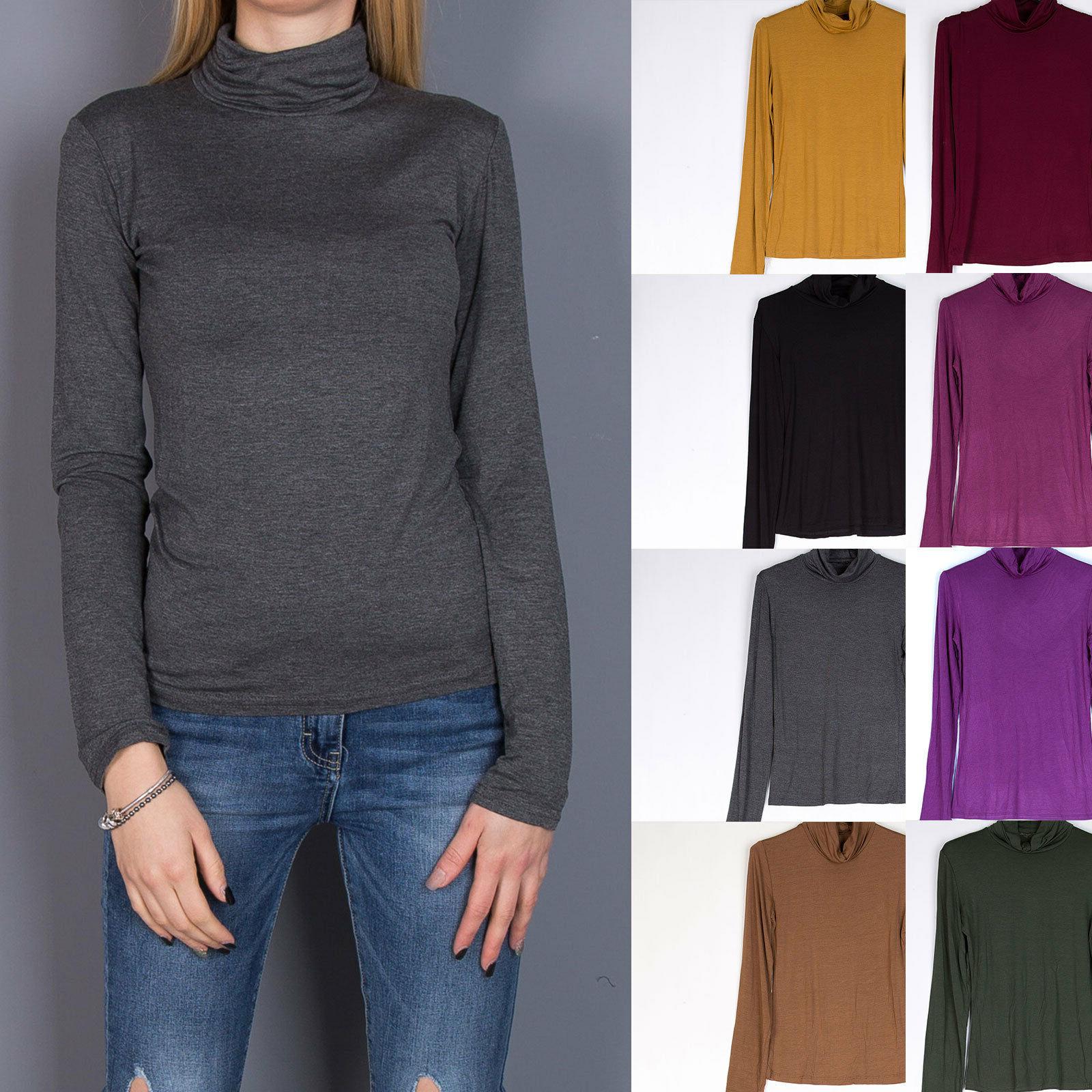 maglia donna aderente sottogiacca maglietta collo alto