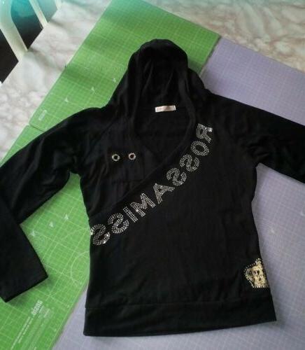 maglia donna cotone manica lunga con cappuccio
