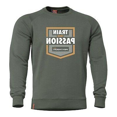 maglia felpa girocollo uomo militare hawk