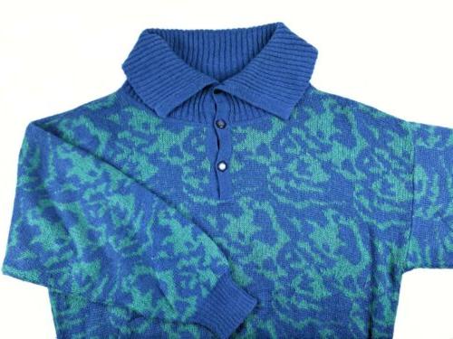 maglia maglione lana donna anni80 animalier blu