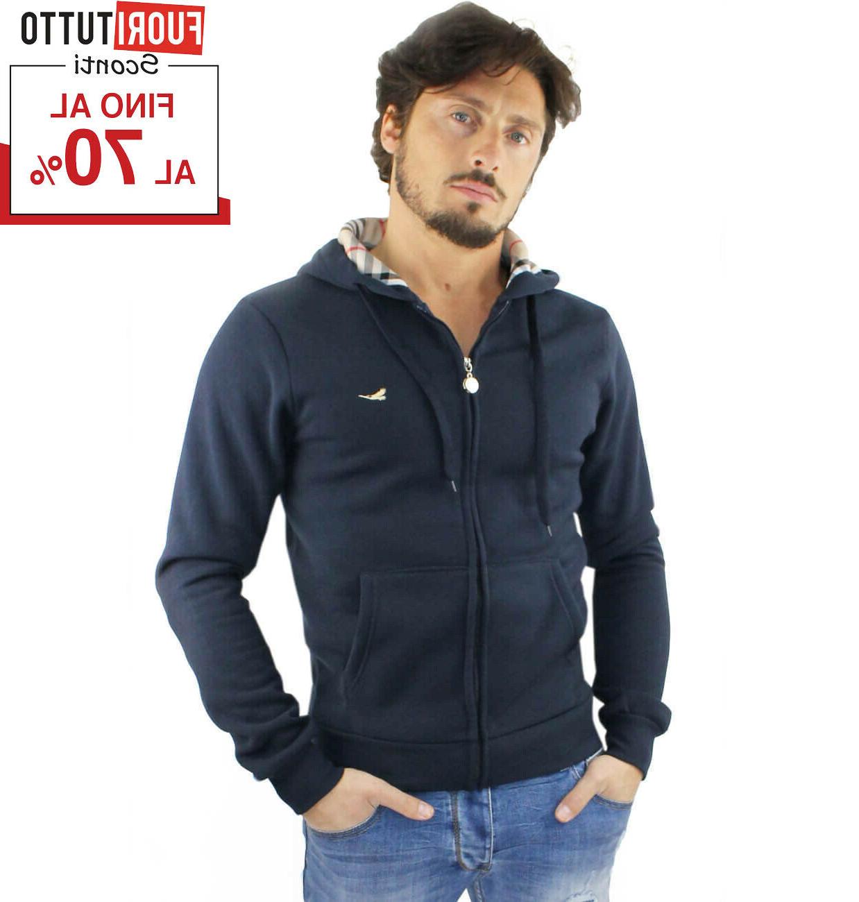 maglione uomo felpa cappuccio girocollo slim fit