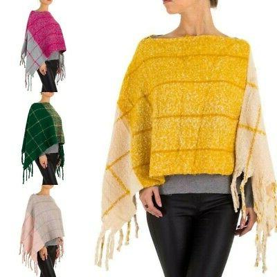 mantella donna poncho largo frange invernale simil