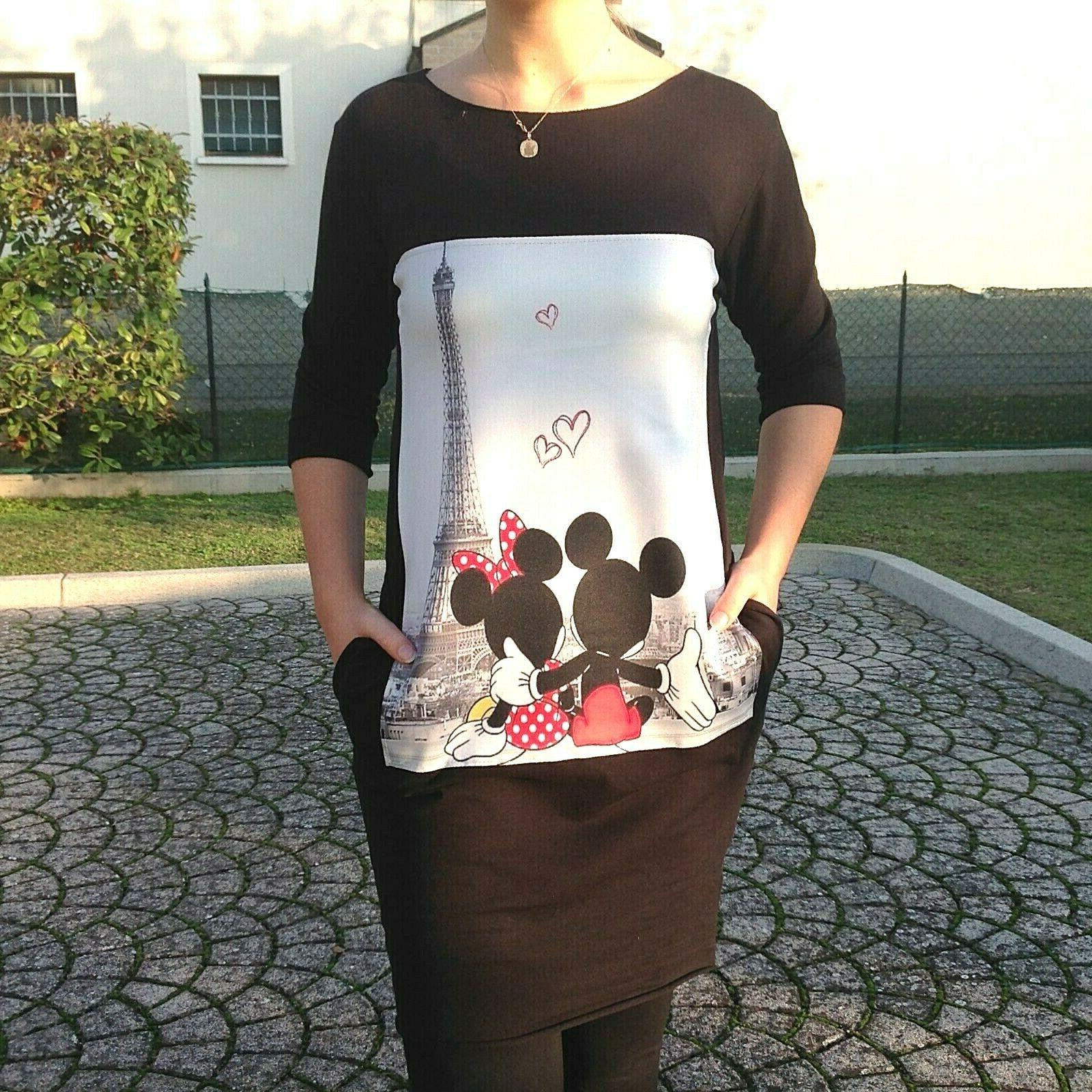 maxi maglia mickey mouse minni felpa garzata