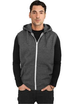 melange sleeveless ziphoody streetwear felpa cappuccio uomo