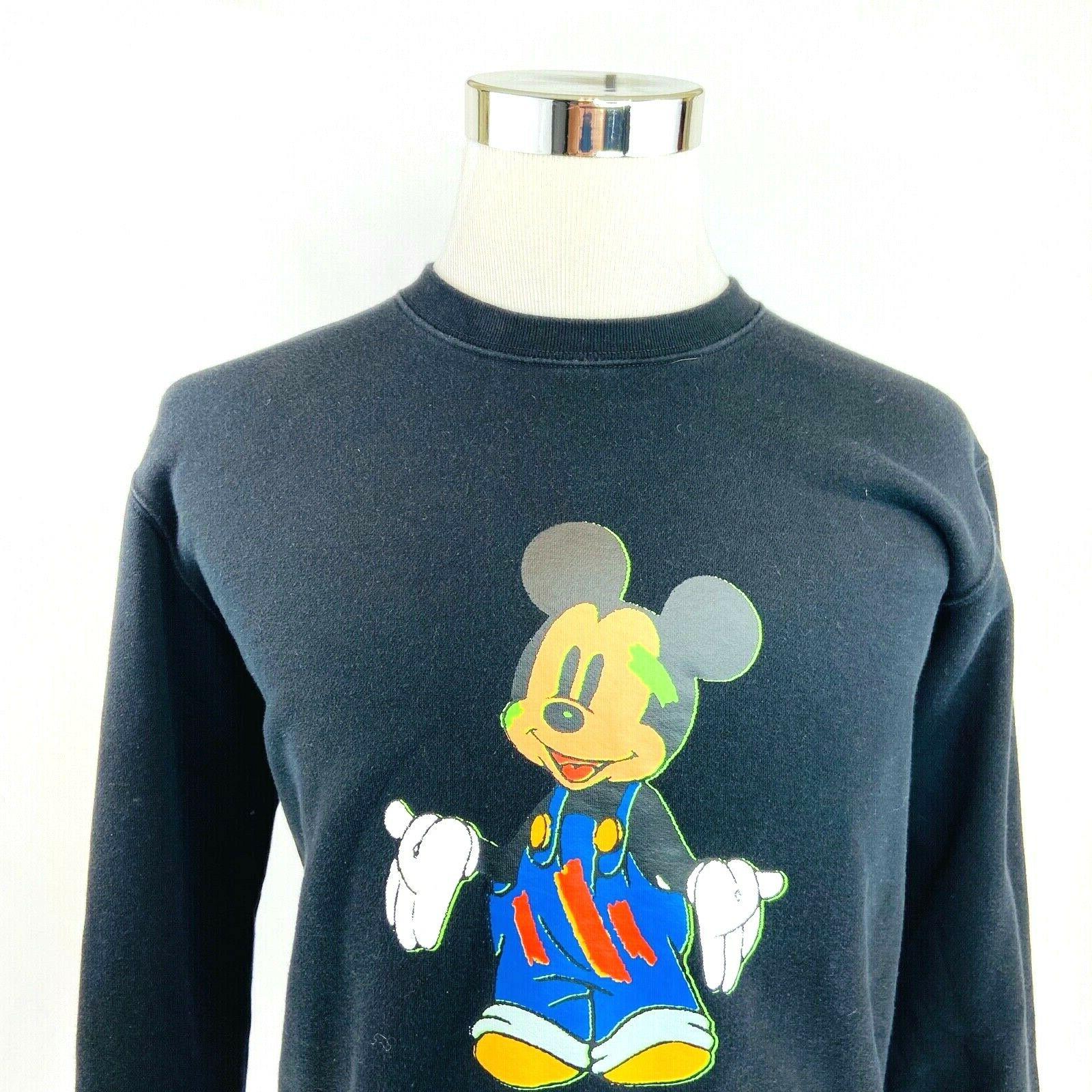 mickey mouse nero collo tondo maglione felpa