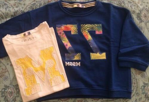 milano felpa corta bluette e t shirt