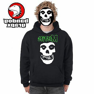 misfits felpa nera cappuccio horror punk rock