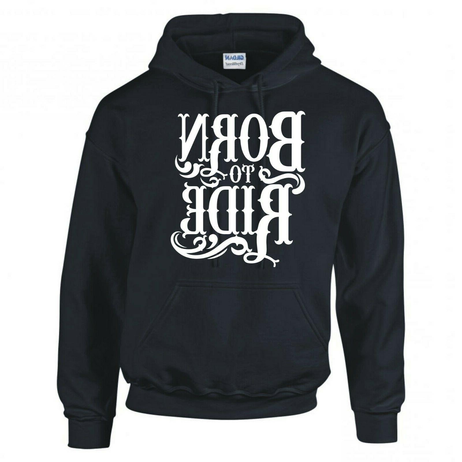 moto born to ride felpa con cappuccio