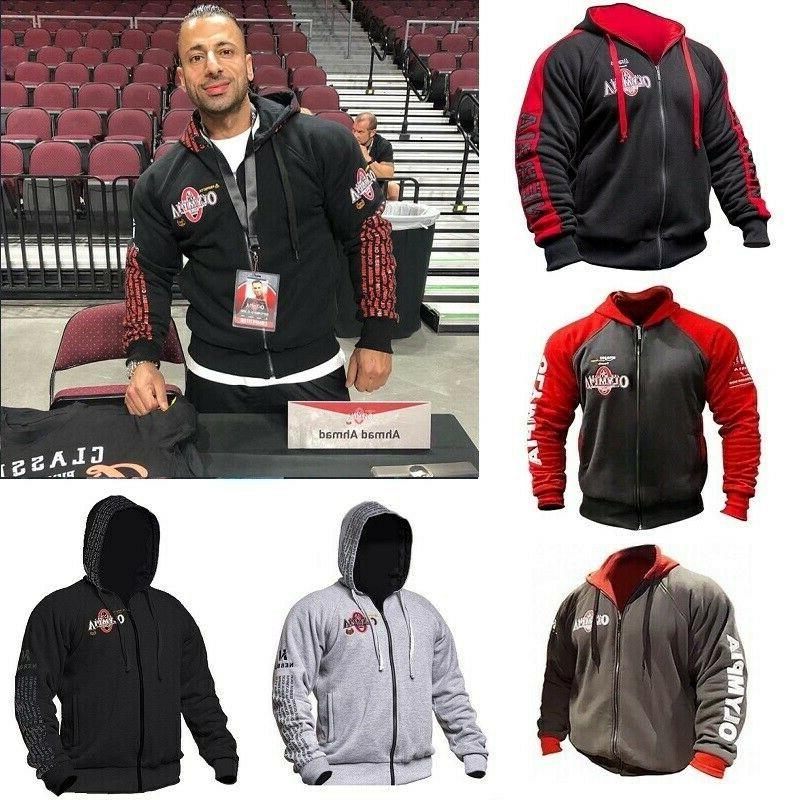 mr olympia bodybuilding hoodie uomo nero maniche