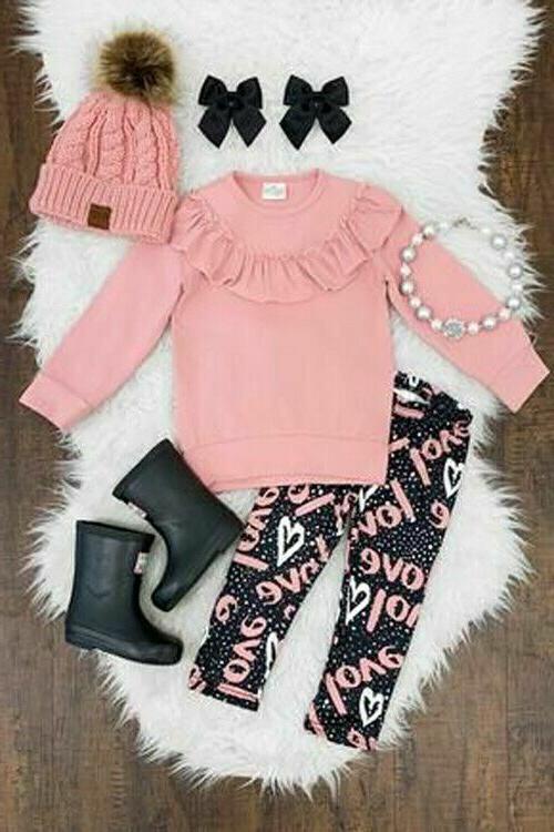 neonati bambine cotone manica lunga top rosa