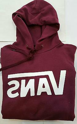 NUOVO!!! Felpa scritta VANS BORDEAUX - BORDO' CON CAPPUCCIO 