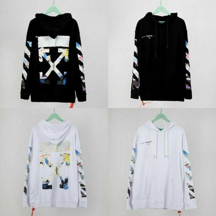 nuovo off white felpa con cappuccio manica