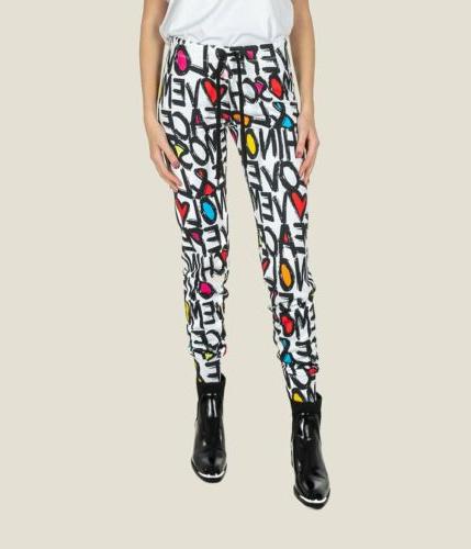 pantalone donna bianco felpa fantasia