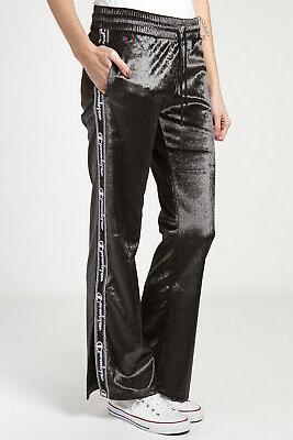 pantaloni felpa in velluto con bande logo
