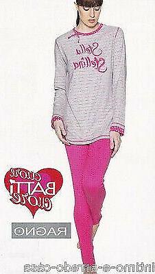 Pigiama Donna Lungo invernale, Bordato RAGNO Caldo cotone N1