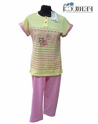 pigiama donna mezza manica pinocchietto begonia cotone