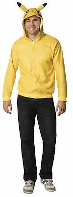 Pokemon Pikachu Felpa con Cappuccio Adulti Costume Zip Avant