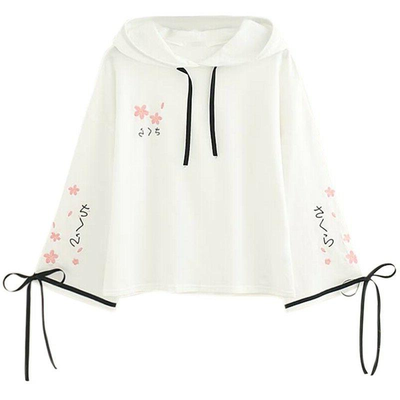 ragazze studenti felpa con cappuccio floreale maglia