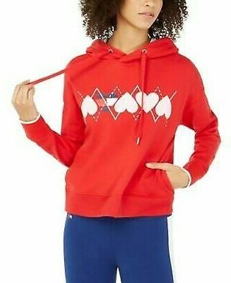 ritagliata argyle cuore felpa pullover scarlatto medio