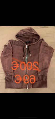 SALDI DIESEL Felpa Uomo Bordeaux Slavata Oversize Con Strapp
