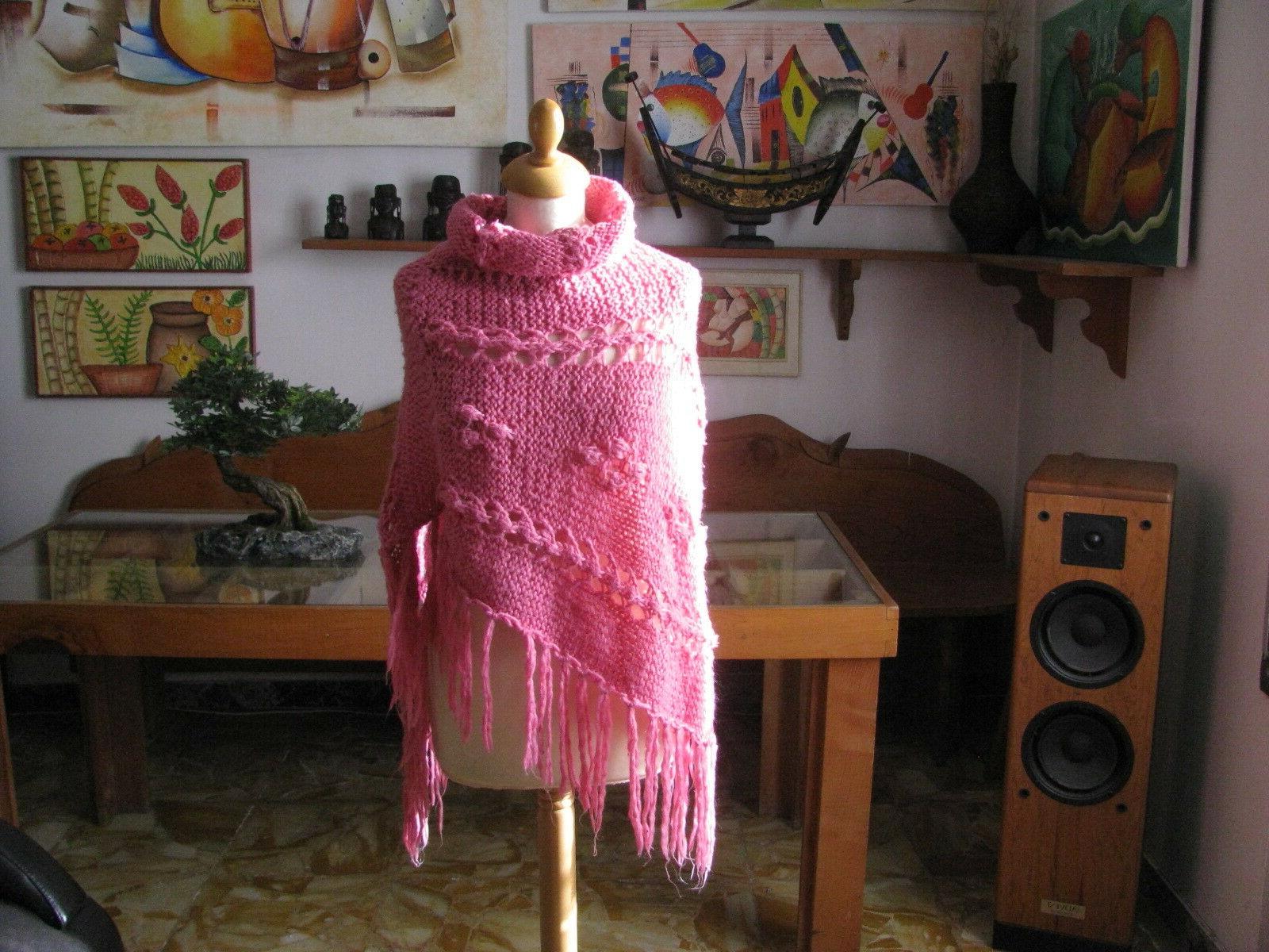 scialle donna lana collo alto colore rosa