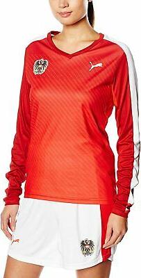 Shirt Puma Donna Felpa Austria WMS manica lunga Rosso / Bian