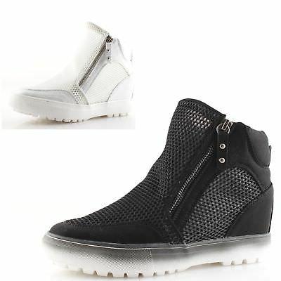 sneakers donna con zeppa interna nere bianche