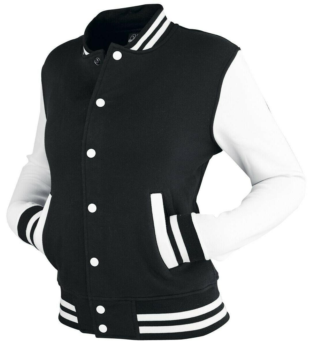 sweat college jacket american baseball bianco nero
