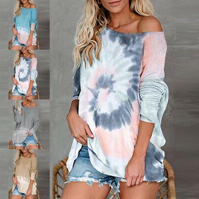taglie forti donna gradiente cravatta tintura manica
