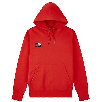 tj badge felpa rossa in cotone da