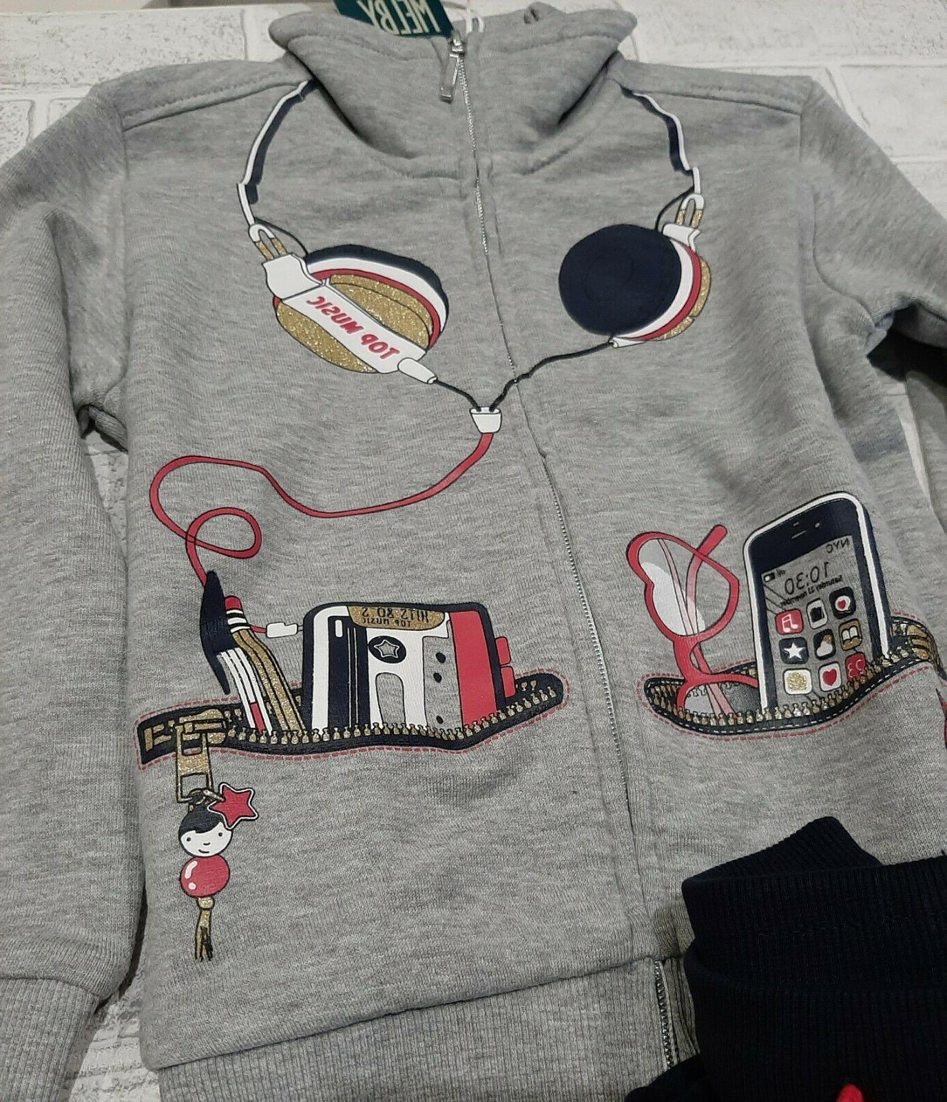 tuta bambina con zip in cotone garzato