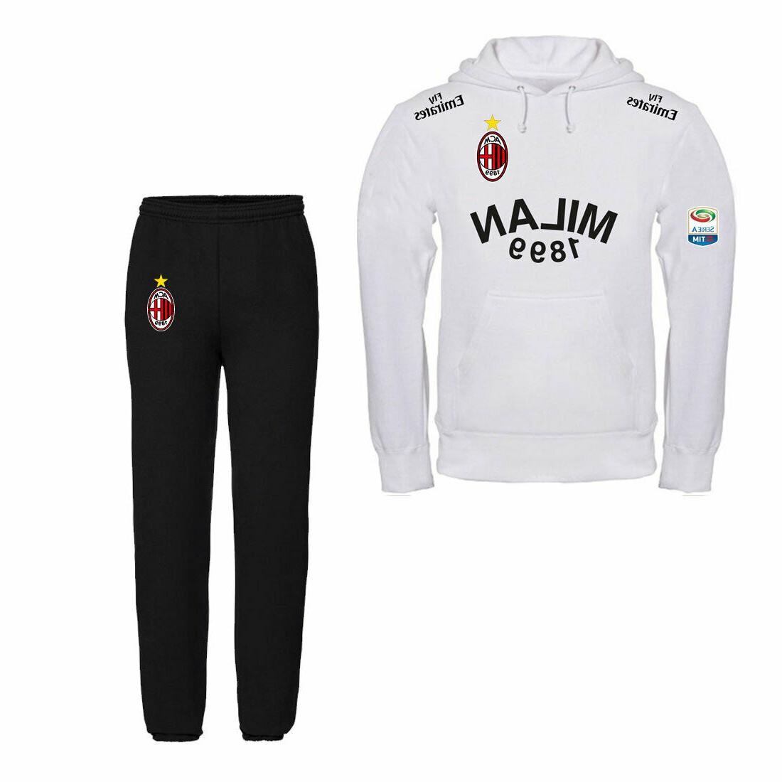 tuta milan personalizzata felpa con cappuccio bianca