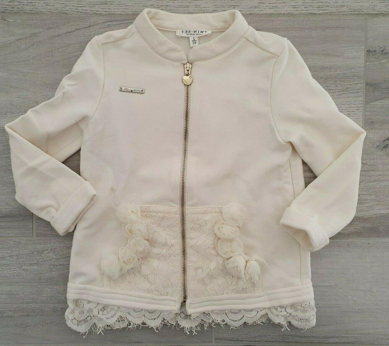 twin set felpa bimba bianca con fiori
