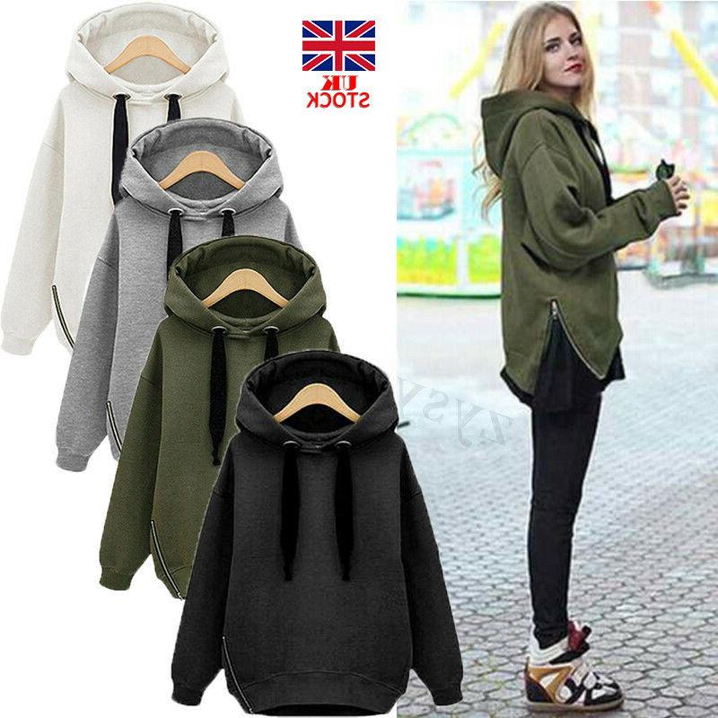 uk donna con cappuccio felpe cerniera top