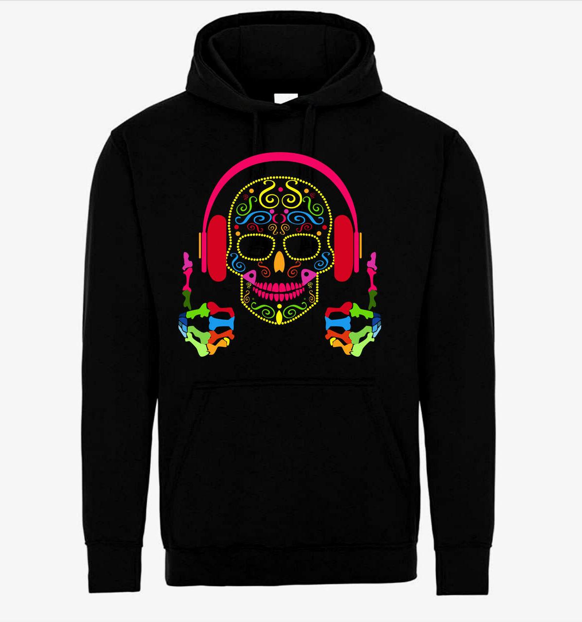 unisex dj teschio di zucchero cuffie felpa