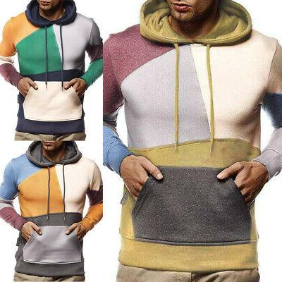 uomo colore blocco felpe con cappuccio casual