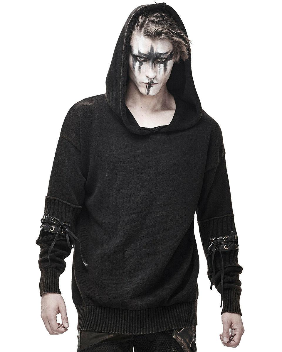 uomo dieselpunk maglia felpa pullover marrone nero