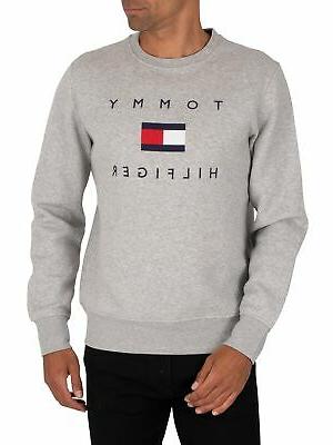 uomo felpa con bandiera grigio
