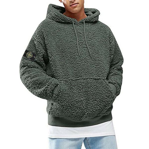 uomo felpa pile con cappuccio stone island