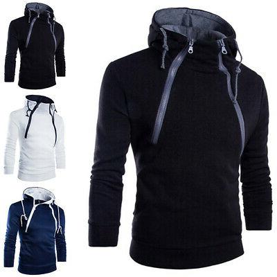 uomo maglione felpa con cappuccio doppio zip