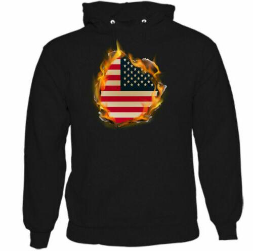 usa bandiera nazionale fiamme uomo american felpa