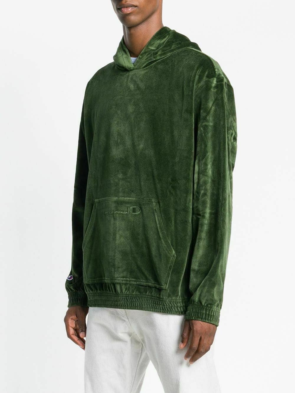 velour oversize cappuccio uomo verde muschio activewear
