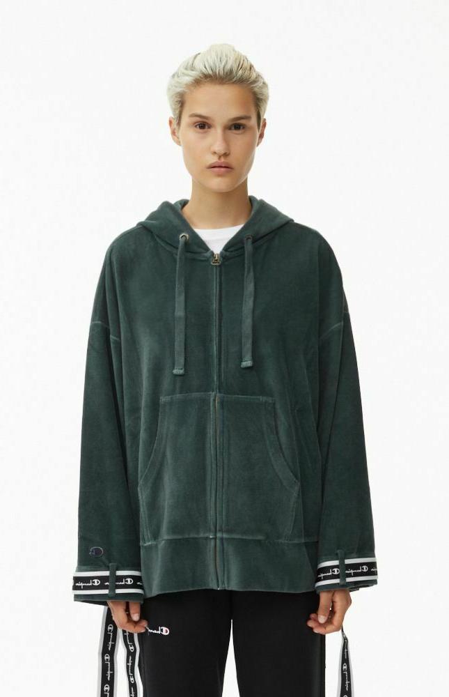 velour zip attraverso oversize logo nastro con