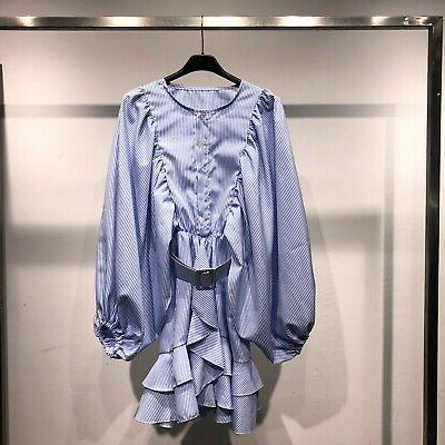 vestito donna abito a righine balze volant