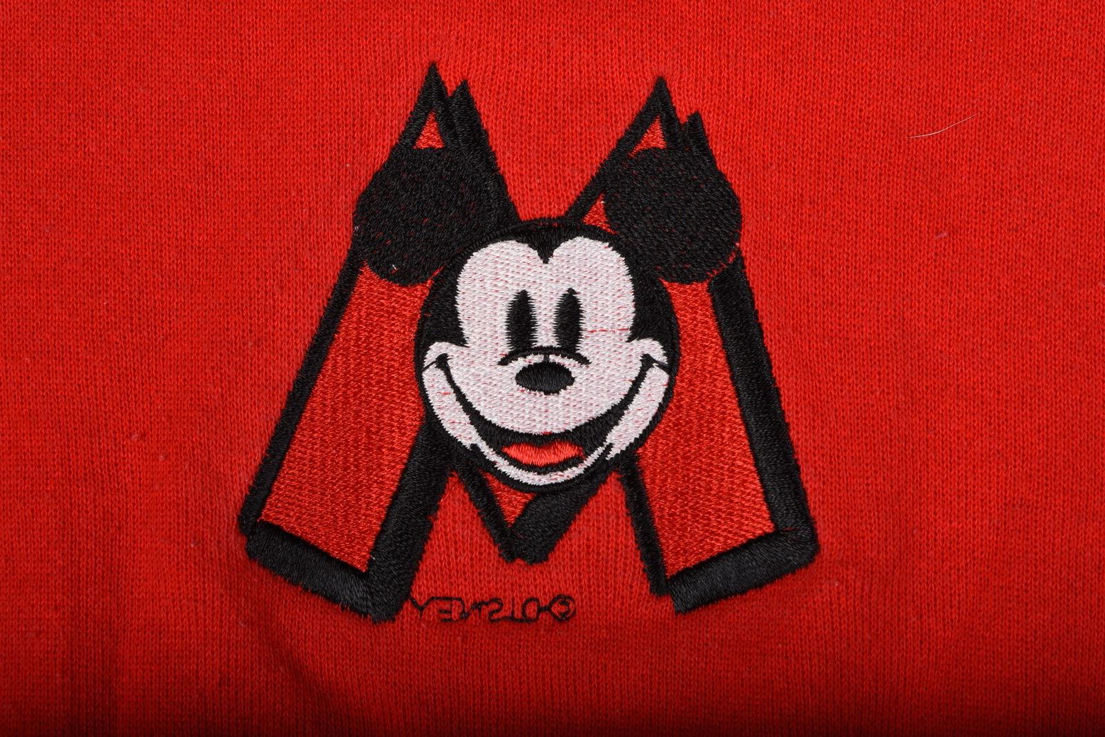 vintage 80s uomo mickey mouse ricamato felpa