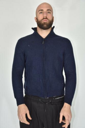 vintage sweater with zip maglione blu con