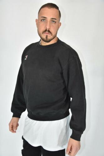 vintage sweatshirt felpa nera con logo in