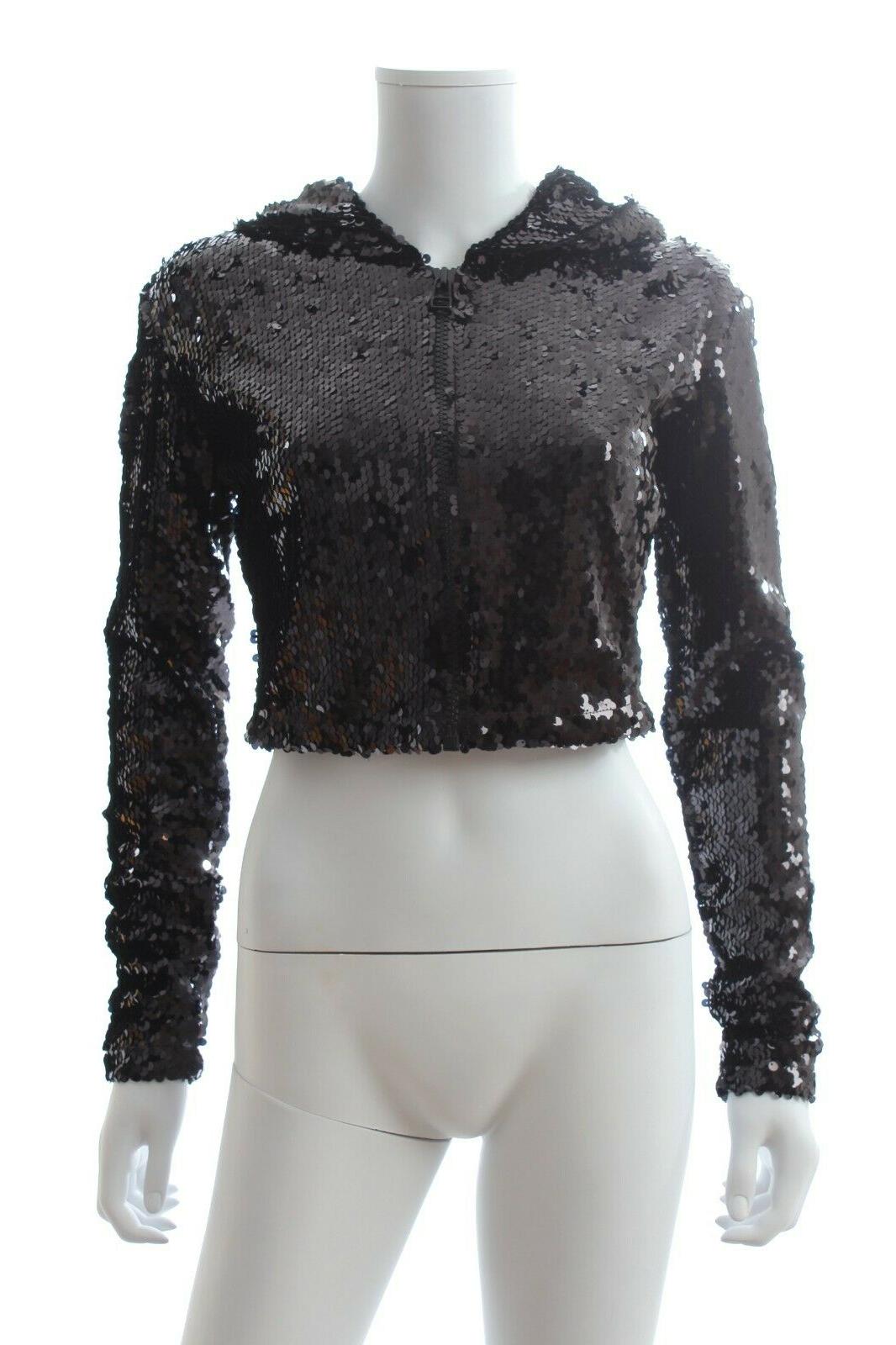 x kappa paillettes corto felpa con cappuccio