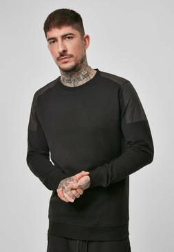 URBAN CLASSICS Maglia Felpa uomo girocollo militare Black Ov
