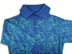 Maglia Maglione Lana donna Vintage Animalier blu verde T M p